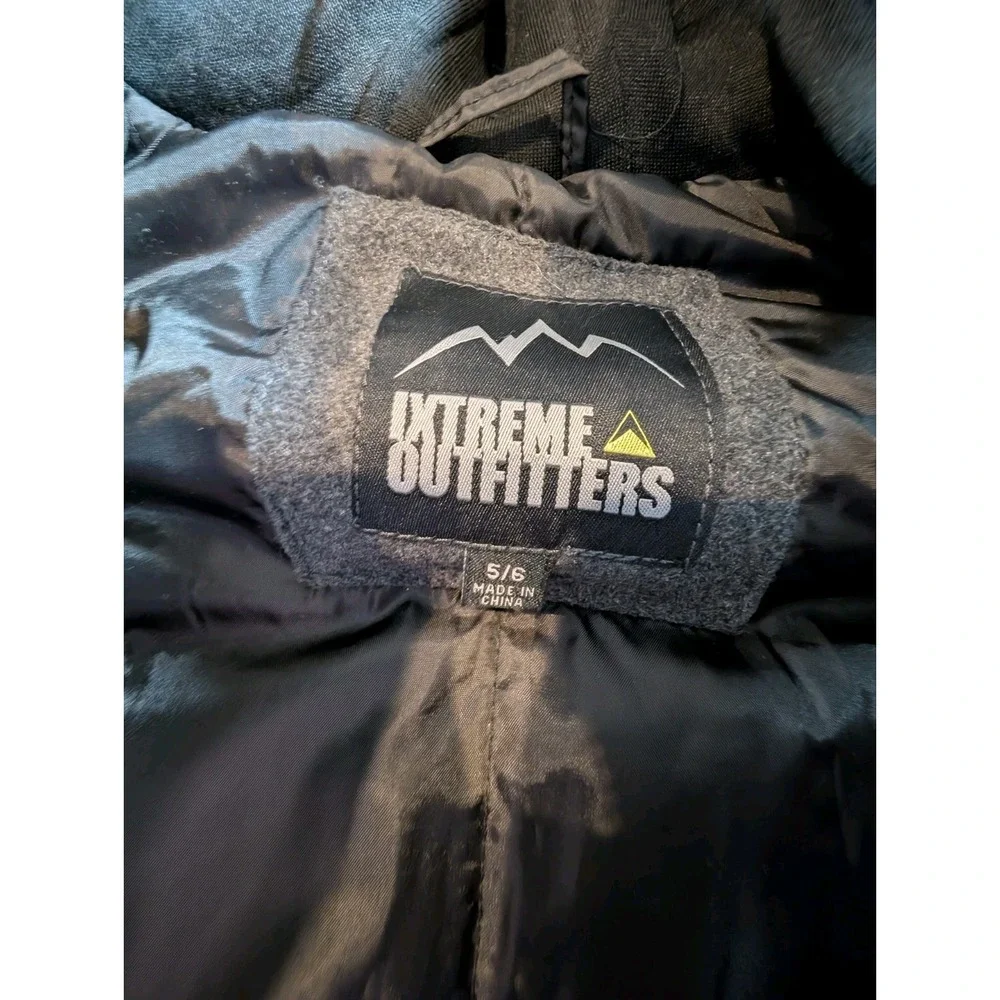 Extreme Outfitters Boys 5/6 Gray Hooded Military Field Jacket Coat ZipWool Blnd